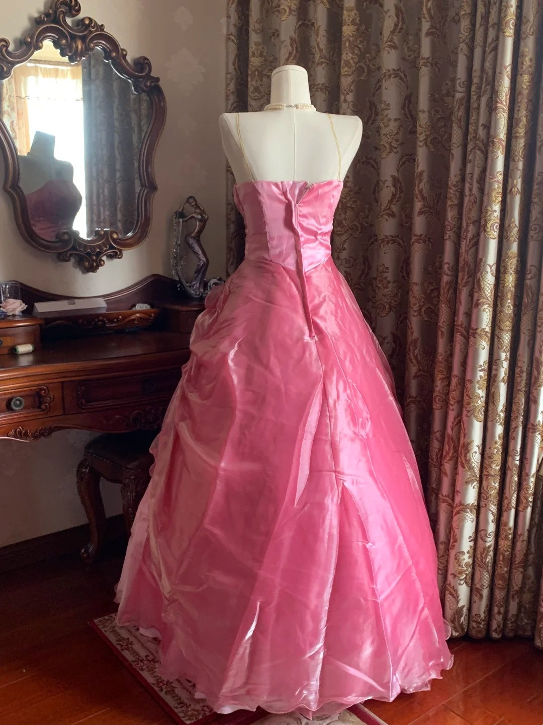 Trägerloses silbernes Vintage-Abendkleid, A-Linie, Geburtstagskleid J9370