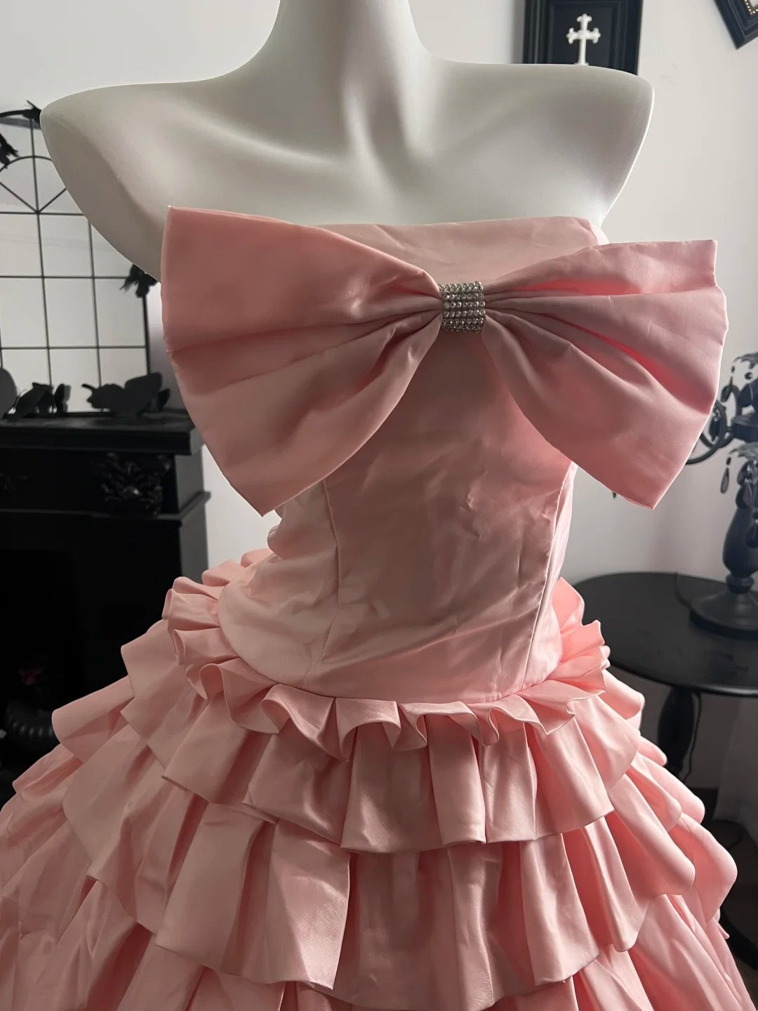 Robe de bal bustier violette en satin avec appliques, robe de soirée formelle J9413