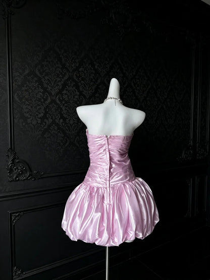 Robe de bal bustier violette en satin avec appliques, robe de soirée formelle J9413