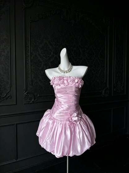 Robe de bal bustier violette en satin avec appliques, robe de soirée formelle J9413