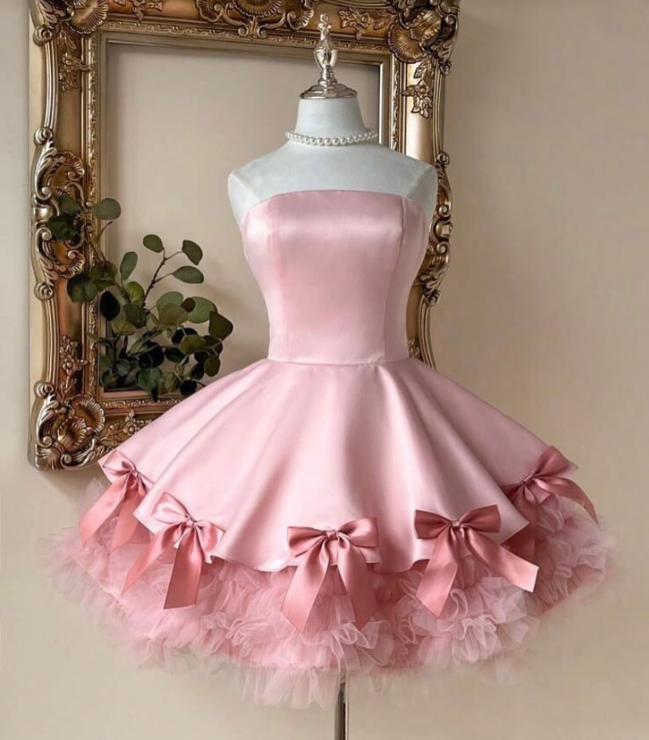 Strapless A Line Pink Satin Homecoming Dress Sweet Birthday Dress J11359