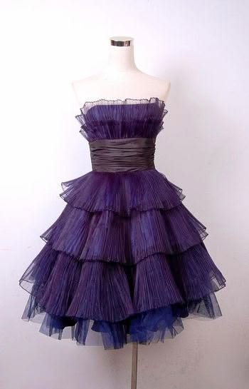 Strapless A Line Purple Layered Homecoming Dress Pleated Birthday Dress J11211