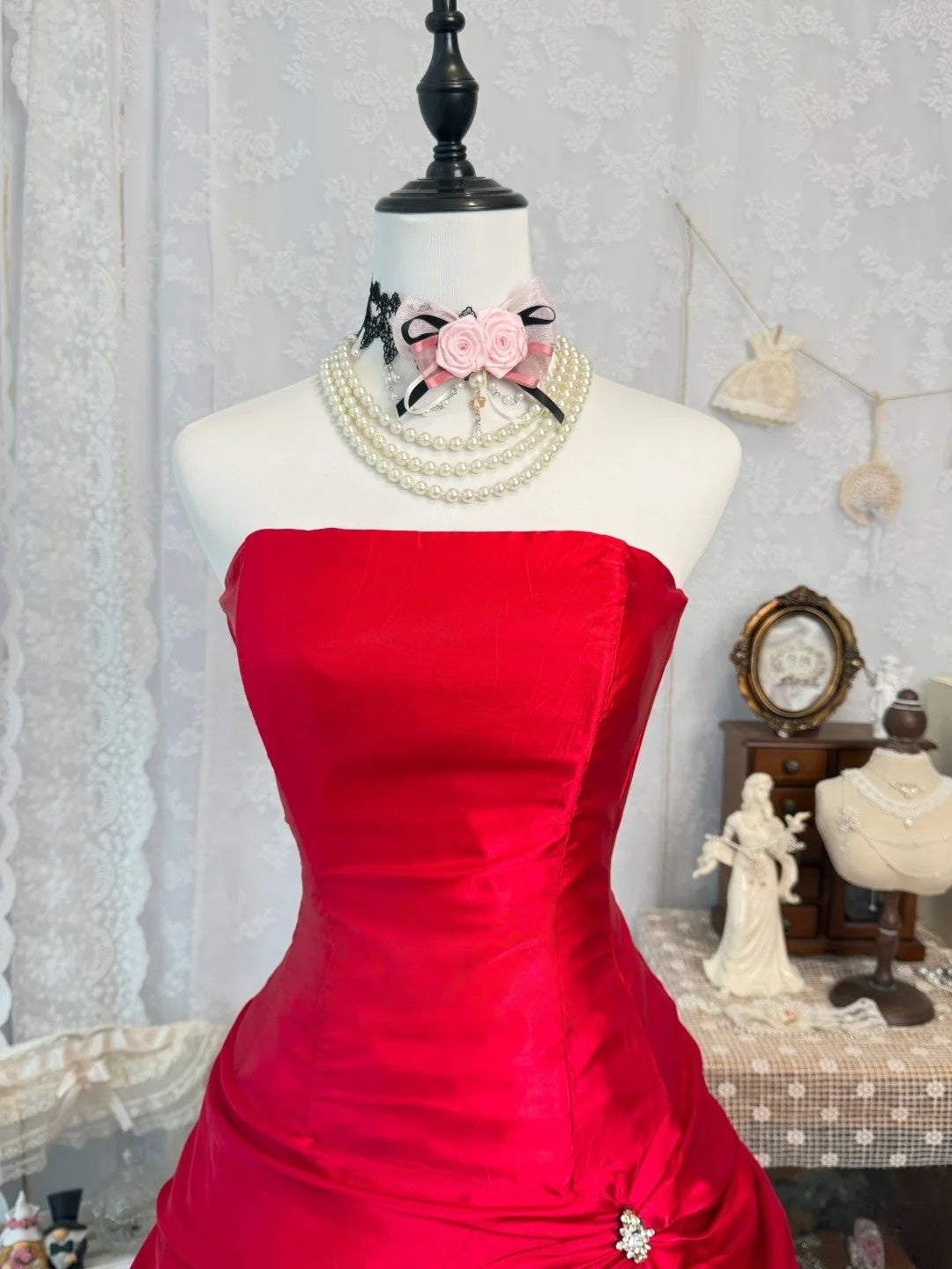 Strapless A Line Red Satin Homecoming Dress Short Birthday Dress  J10326