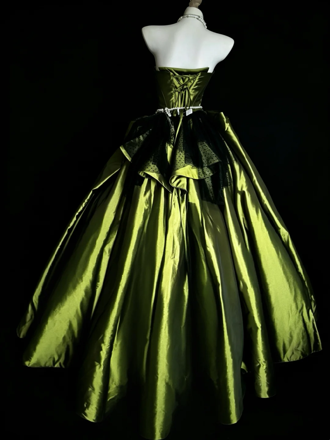 Strapless A Line Satin Green Formal Prom Dress Birthday Gown  J10122