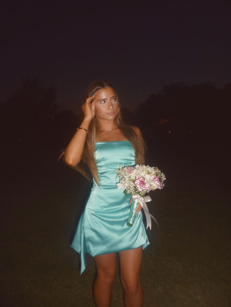 Strapless A Line Satin Homecoming Dress Short Blue Cocktail Dress  J11415