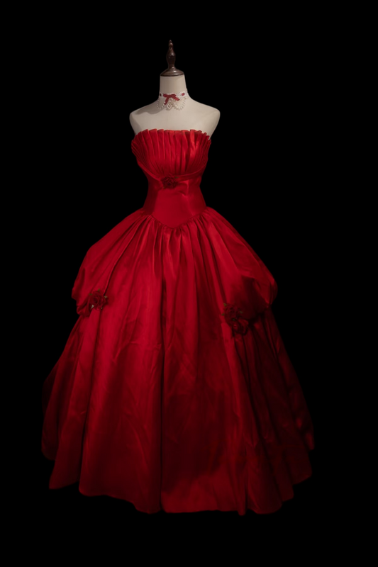 Robe de bal bustier violette en satin avec appliques, robe de soirée formelle J9413