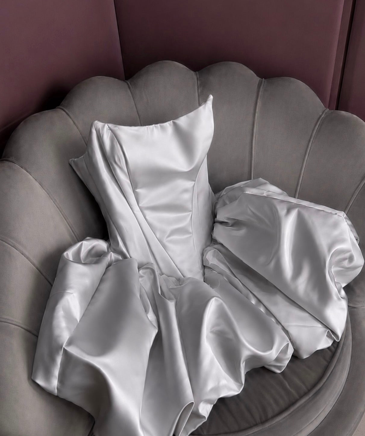 Trägerloses silbernes Vintage-Abendkleid, A-Linie, Geburtstagskleid J9370