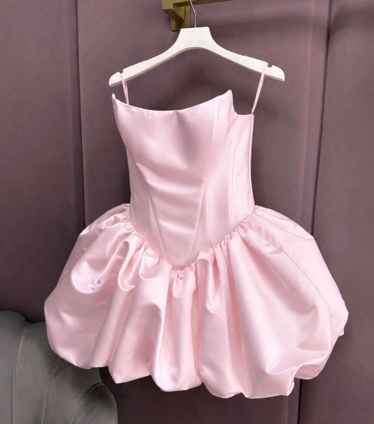 Trägerloses silbernes Vintage-Abendkleid, A-Linie, Geburtstagskleid J9370