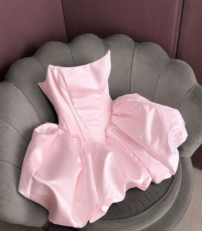Trägerloses silbernes Vintage-Abendkleid, A-Linie, Geburtstagskleid J9370