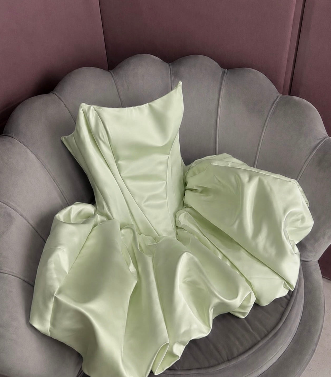 Trägerloses silbernes Vintage-Abendkleid, A-Linie, Geburtstagskleid J9370