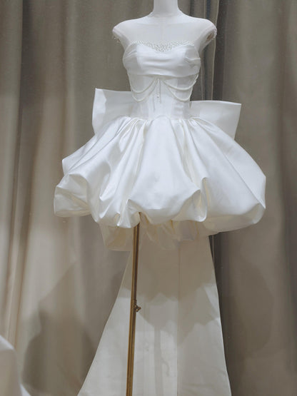 Robe de bal bustier violette en satin avec appliques, robe de soirée formelle J9413