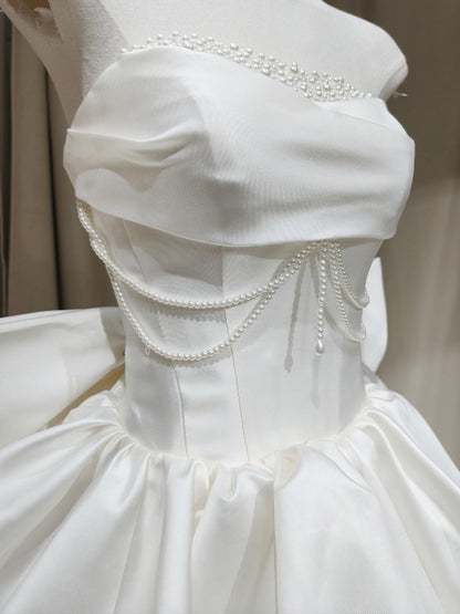 Robe de bal bustier violette en satin avec appliques, robe de soirée formelle J9413