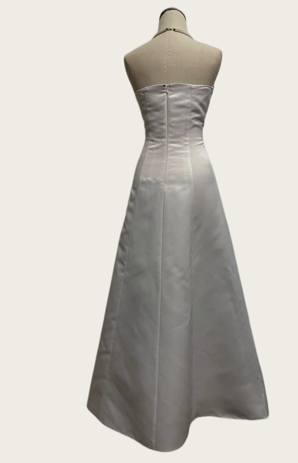 Strapless A Line White Retro Prom Dress With Appliques  J10420
