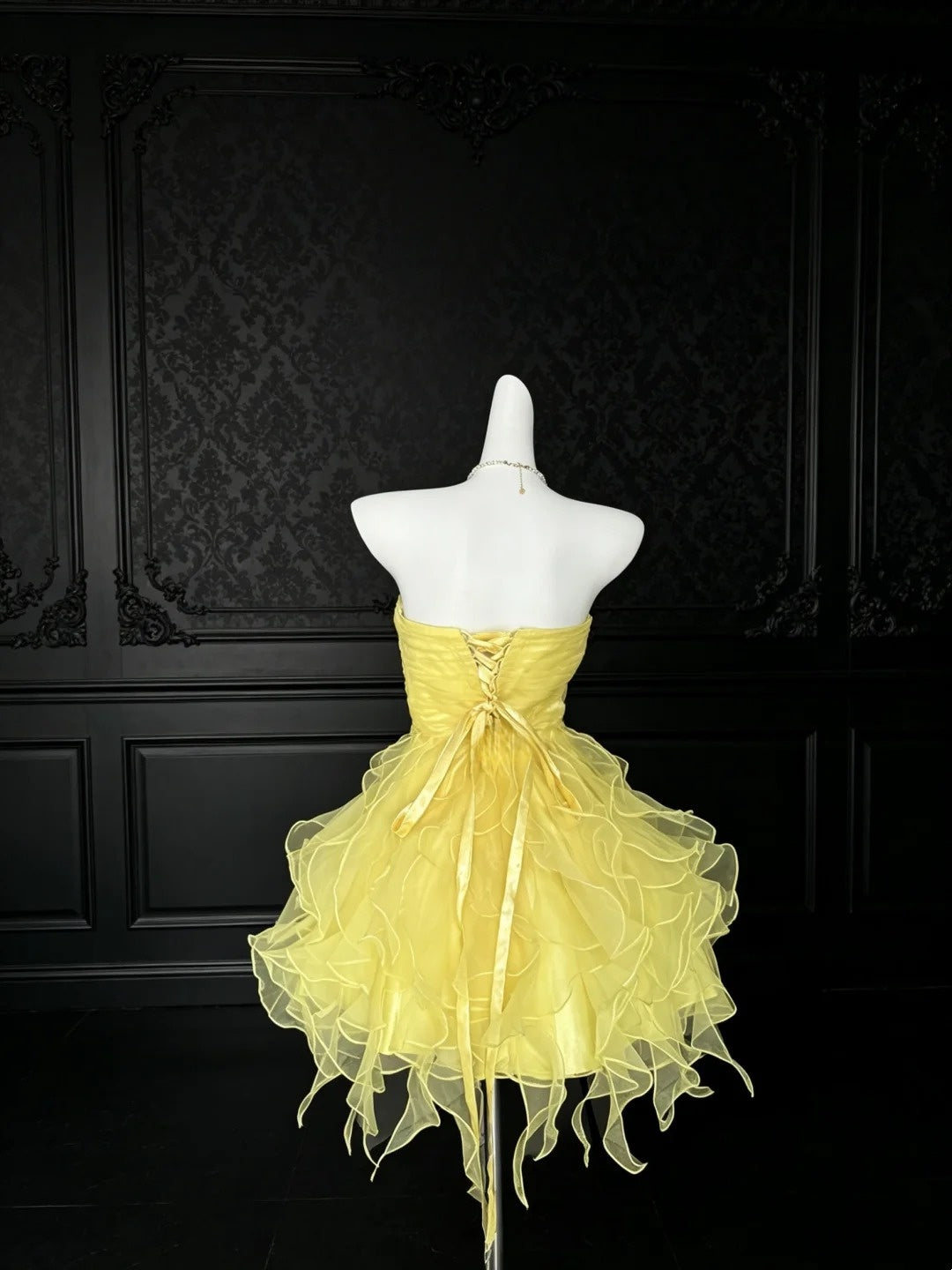 Trägerloses silbernes Vintage-Abendkleid, A-Linie, Geburtstagskleid J9370