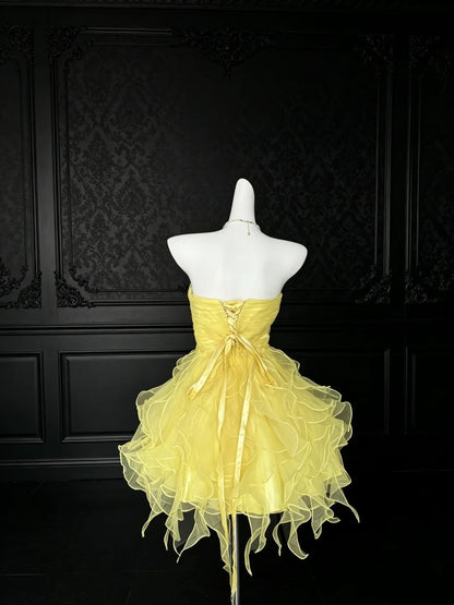 Trägerloses silbernes Vintage-Abendkleid, A-Linie, Geburtstagskleid J9370