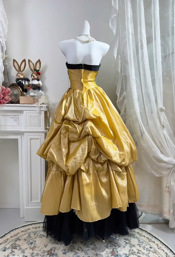 Trägerloses silbernes Vintage-Abendkleid, A-Linie, Geburtstagskleid J9370