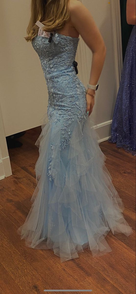 Strapless Appliques Mermaid Long Prom Dress  J10947