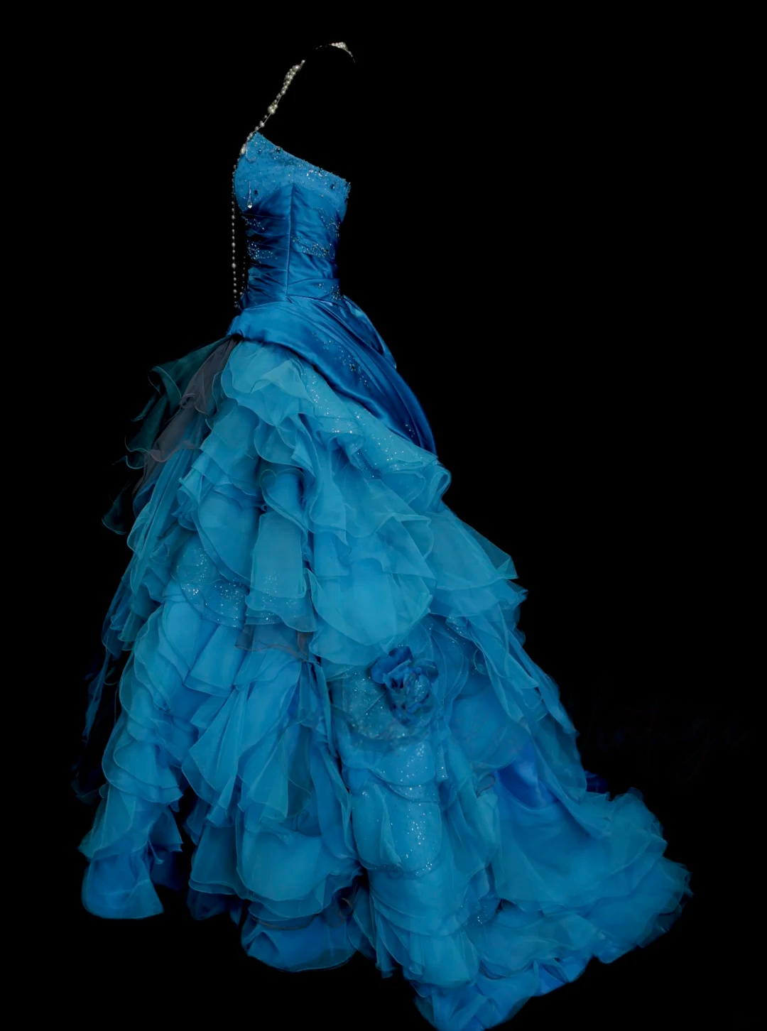 Robe de bal bustier violette en satin avec appliques, robe de soirée formelle J9413