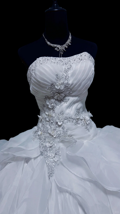 Robe de bal bustier violette en satin avec appliques, robe de soirée formelle J9413