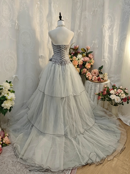 Strapless Ball Gown Tulle Birthday Dress Retro Quinceanera Dresses Prom Gown  J10111