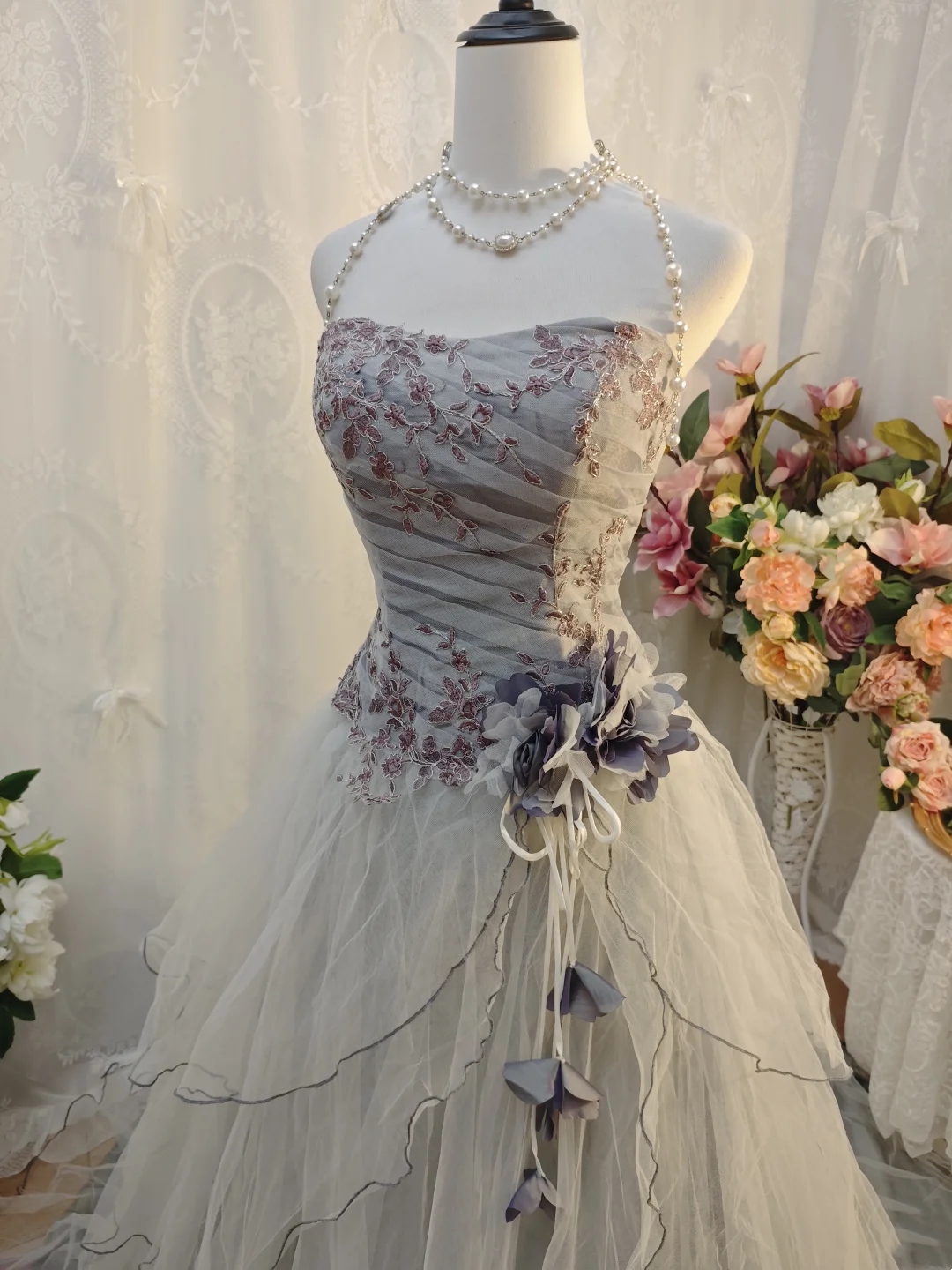 Strapless Ball Gown Tulle Birthday Dress Retro Quinceanera Dresses Prom Gown  J10111