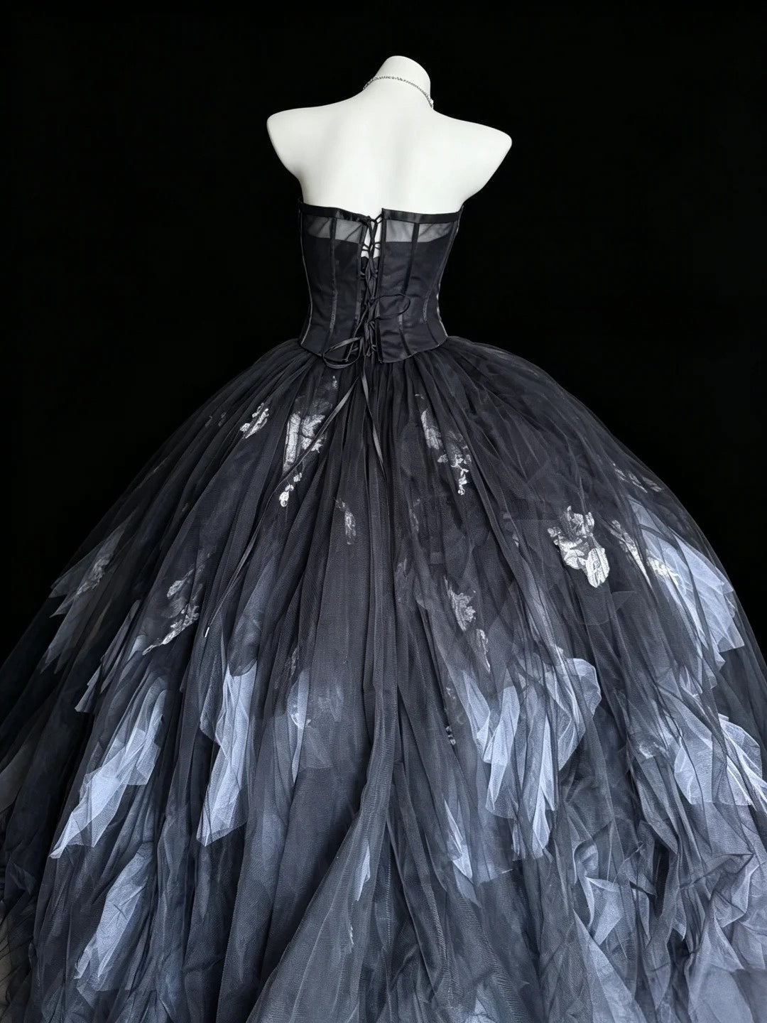 Robe de bal bustier violette en satin avec appliques, robe de soirée formelle J9413