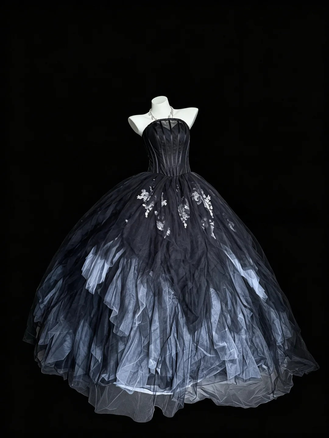 Robe de bal bustier violette en satin avec appliques, robe de soirée formelle J9413