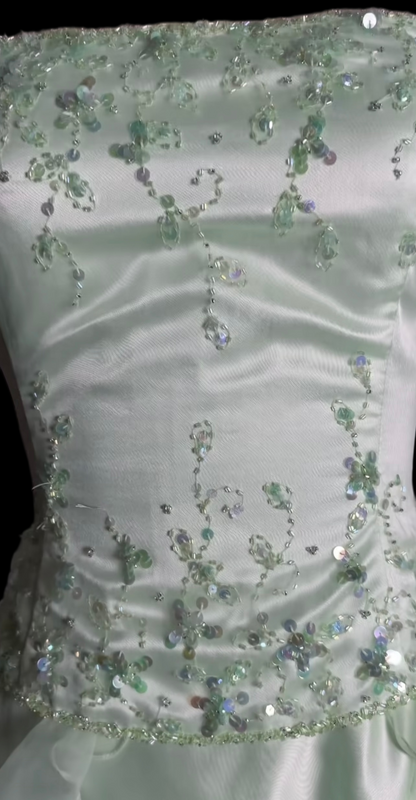 Strapless Beaded Retro Prom Dress Ruffled Evening Gown  J12142