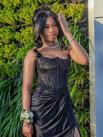 Trägerloses silbernes Vintage-Abendkleid, A-Linie, Geburtstagskleid J9370