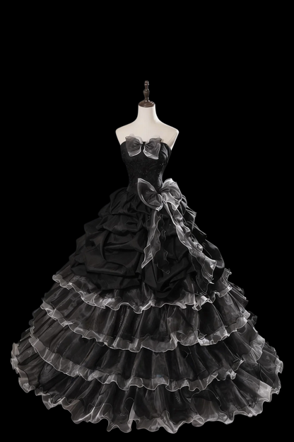 Robe de bal bustier violette en satin avec appliques, robe de soirée formelle J9413