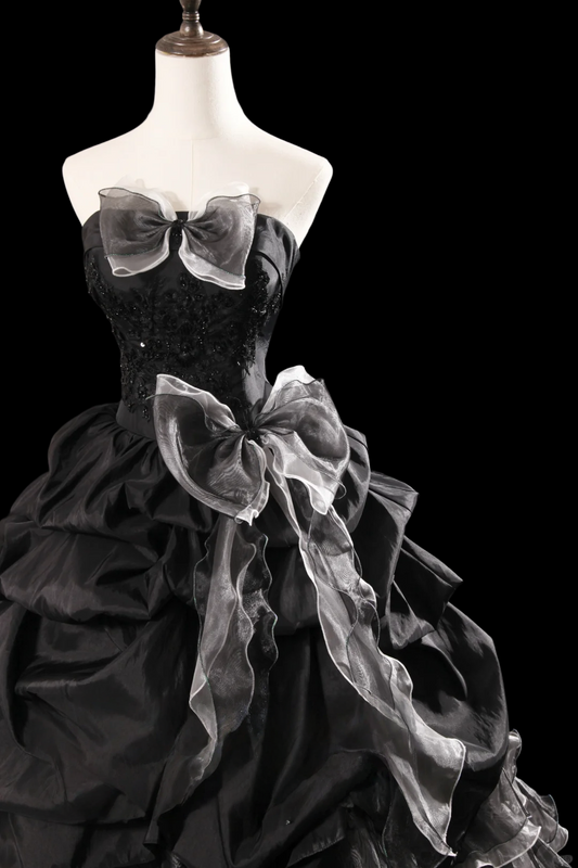 Robe de bal bustier violette en satin avec appliques, robe de soirée formelle J9413