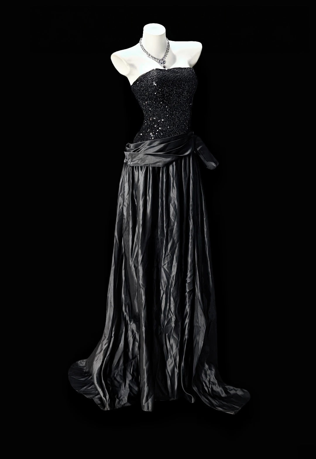 Strapless Black Formal Prom Dress A Line Evening Gown  J11908