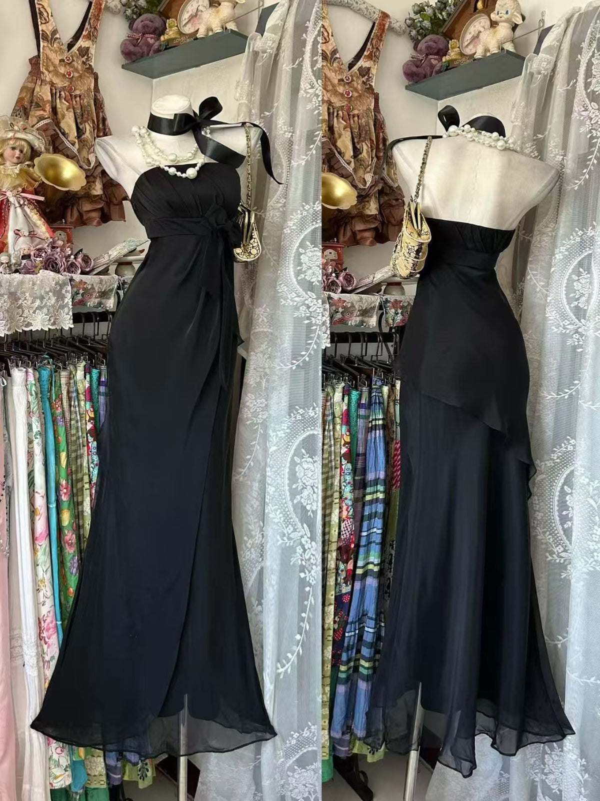 Trägerloses silbernes Vintage-Abendkleid, A-Linie, Geburtstagskleid J9370