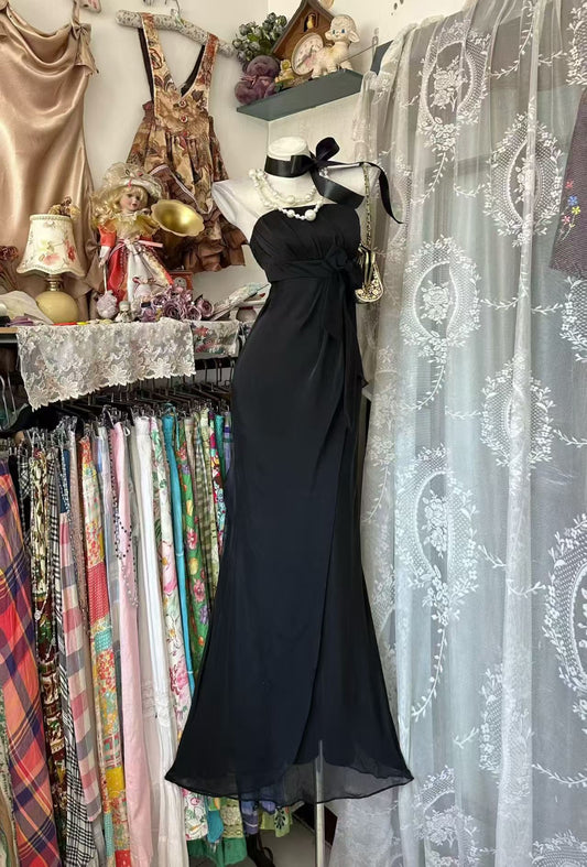 Trägerloses silbernes Vintage-Abendkleid, A-Linie, Geburtstagskleid J9370