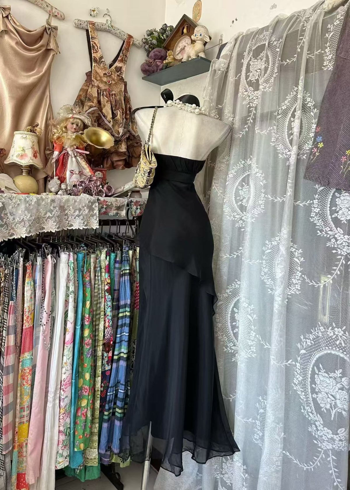 Trägerloses silbernes Vintage-Abendkleid, A-Linie, Geburtstagskleid J9370