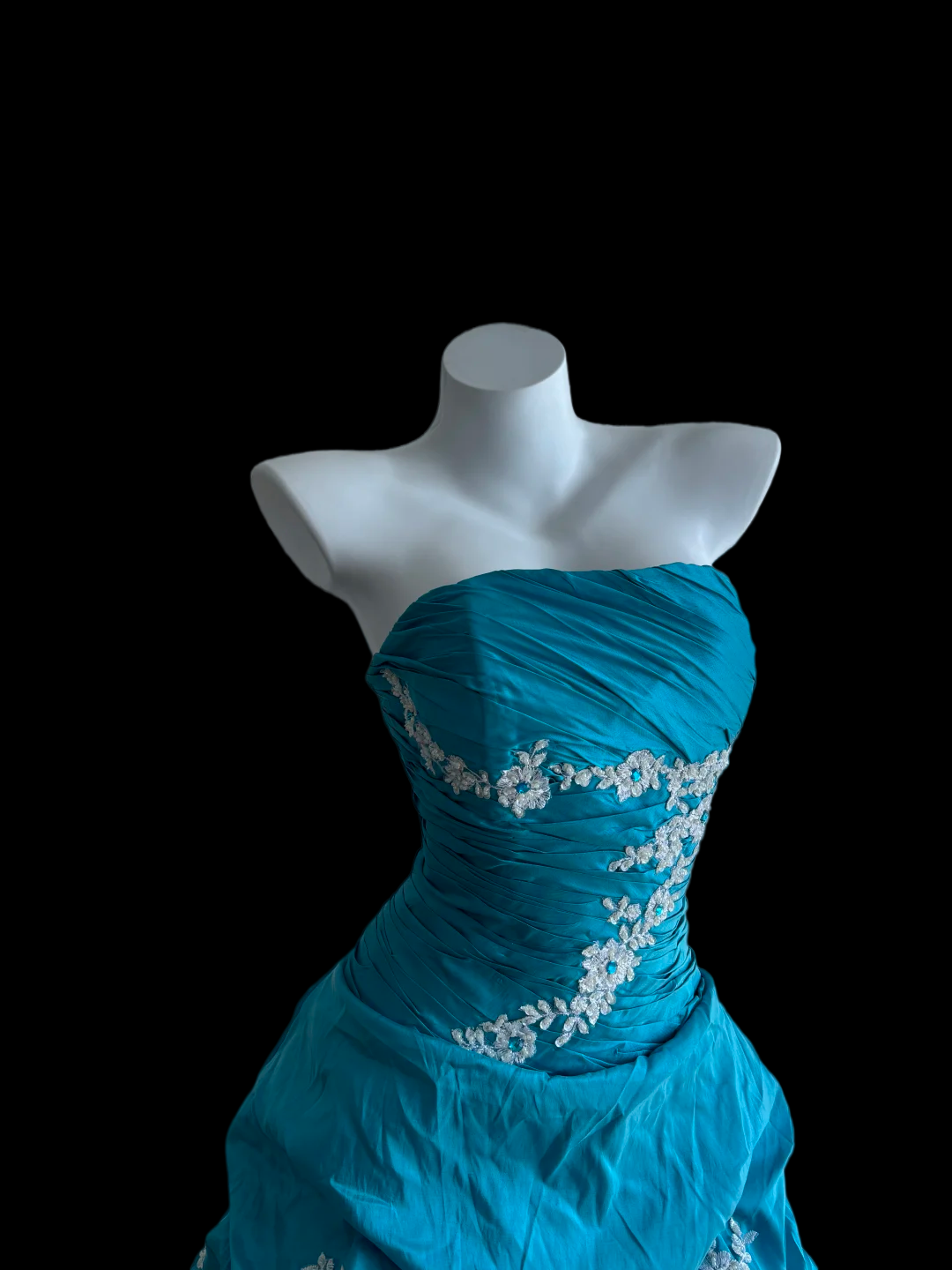 Strapless Blue Prom Dress Taffeta Formal Evening Dress  J9856