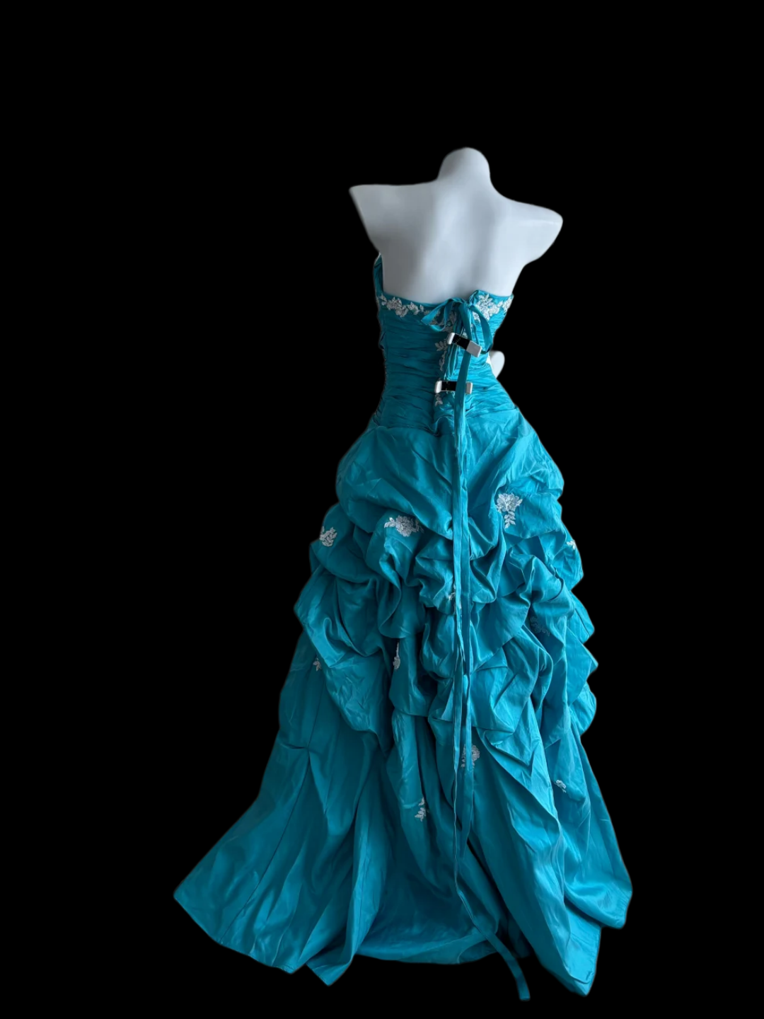 Strapless Blue Prom Dress Taffeta Formal Evening Dress  J9856