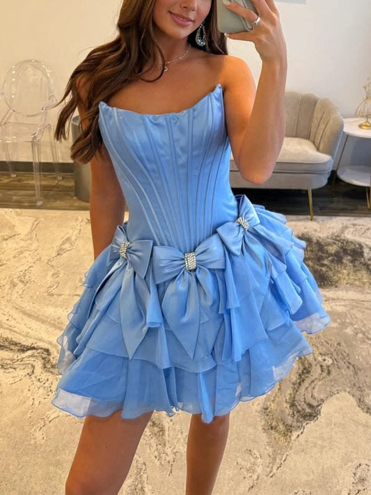 Robe de bal bustier violette en satin avec appliques, robe de soirée formelle J9413