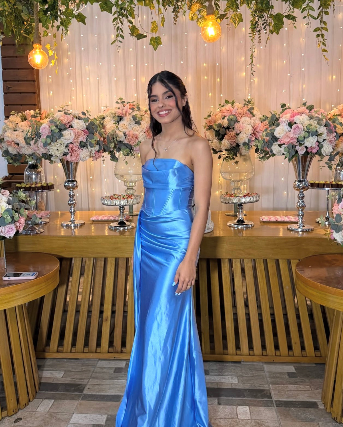 Robe de bal bustier violette en satin avec appliques, robe de soirée formelle J9413