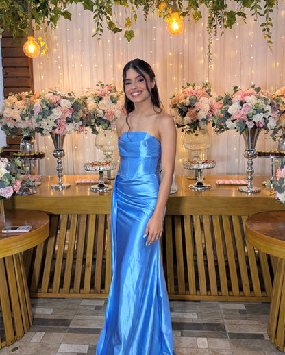 Robe de bal bustier violette en satin avec appliques, robe de soirée formelle J9413