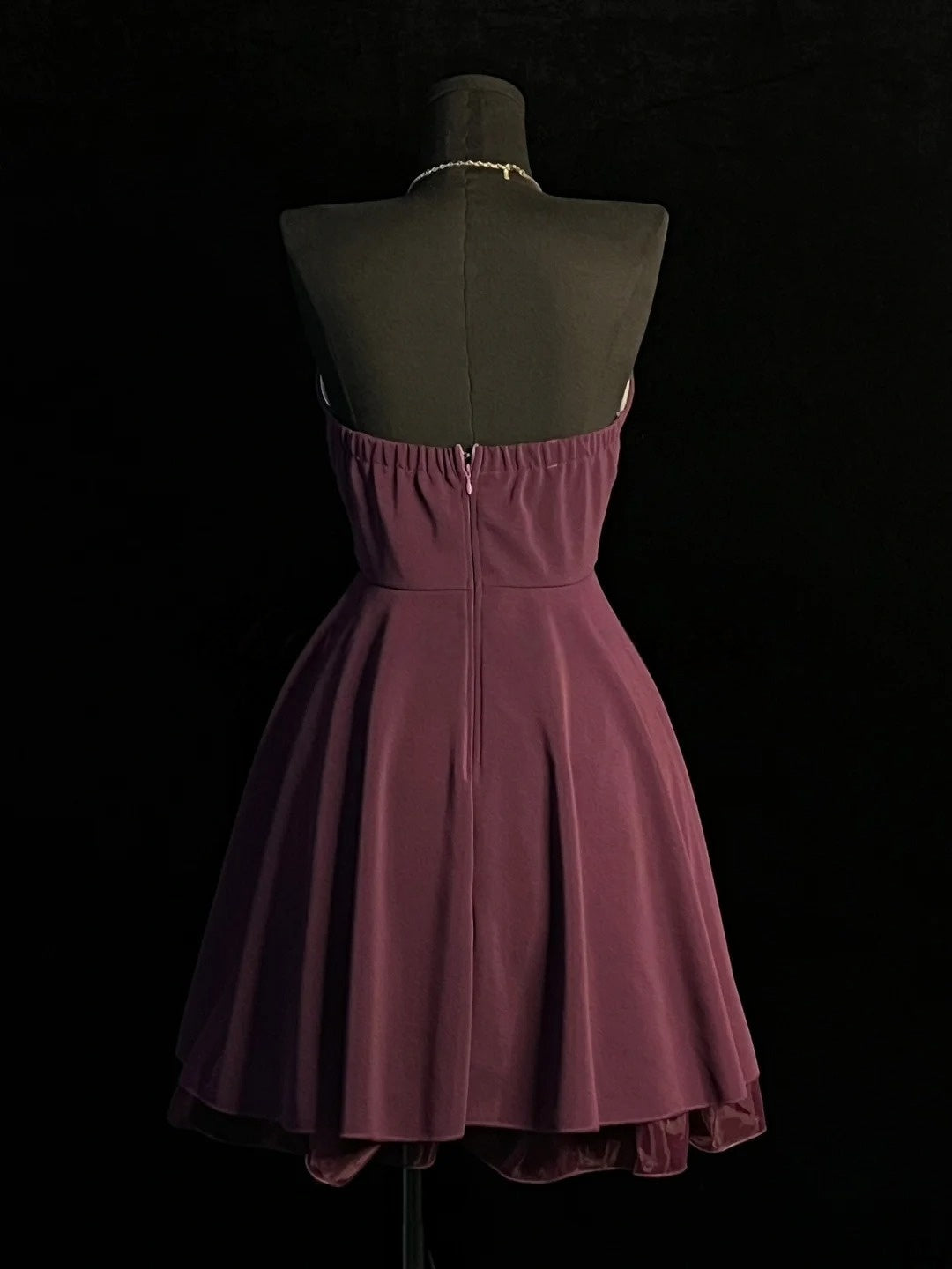 Strapless Burgundy A Line Homecoming Dress Chiffon Birthday Dress  J10413