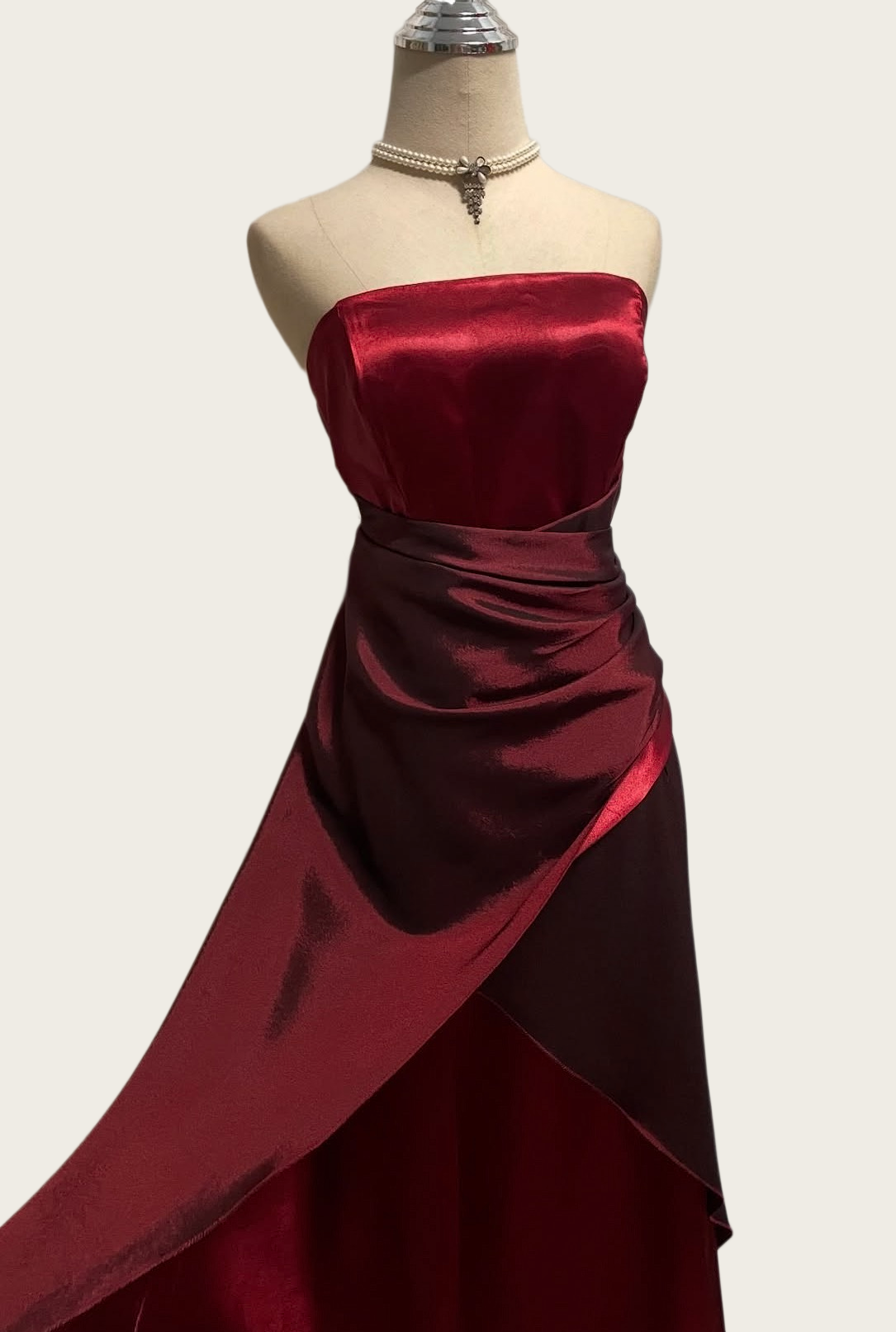 Strapless Burgundy A Line Prom Dress Retro Evening Dress J10418
