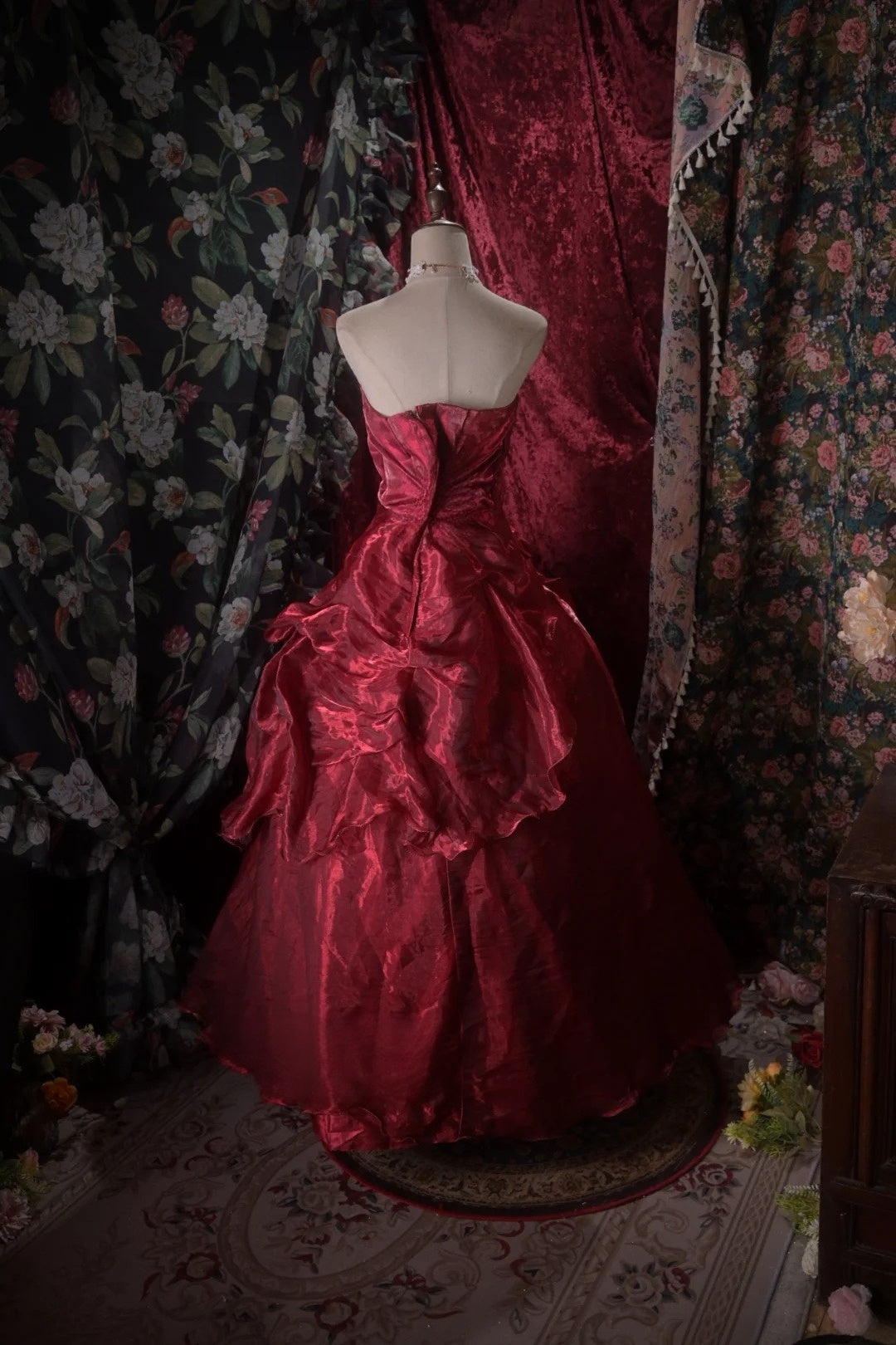 Trägerloses silbernes Vintage-Abendkleid, A-Linie, Geburtstagskleid J9370