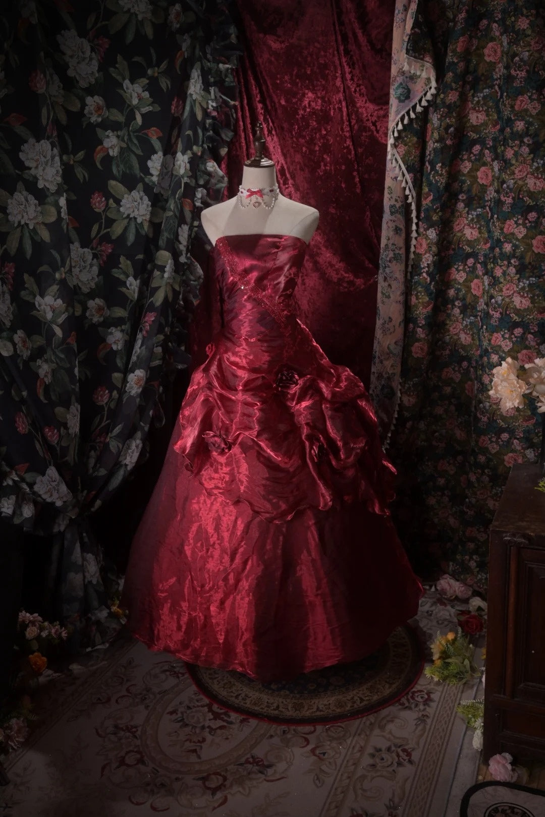Trägerloses silbernes Vintage-Abendkleid, A-Linie, Geburtstagskleid J9370