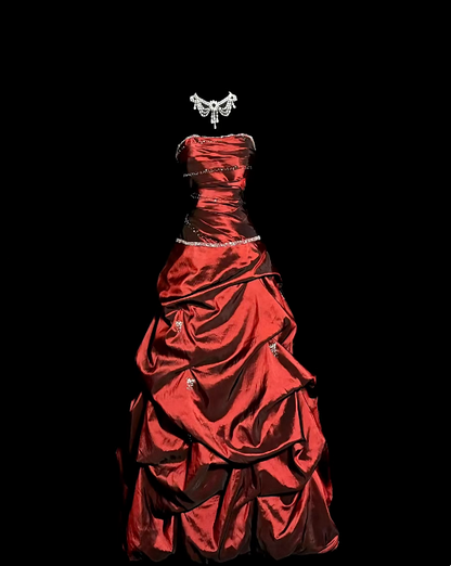Trägerloses silbernes Vintage-Abendkleid, A-Linie, Geburtstagskleid J9370