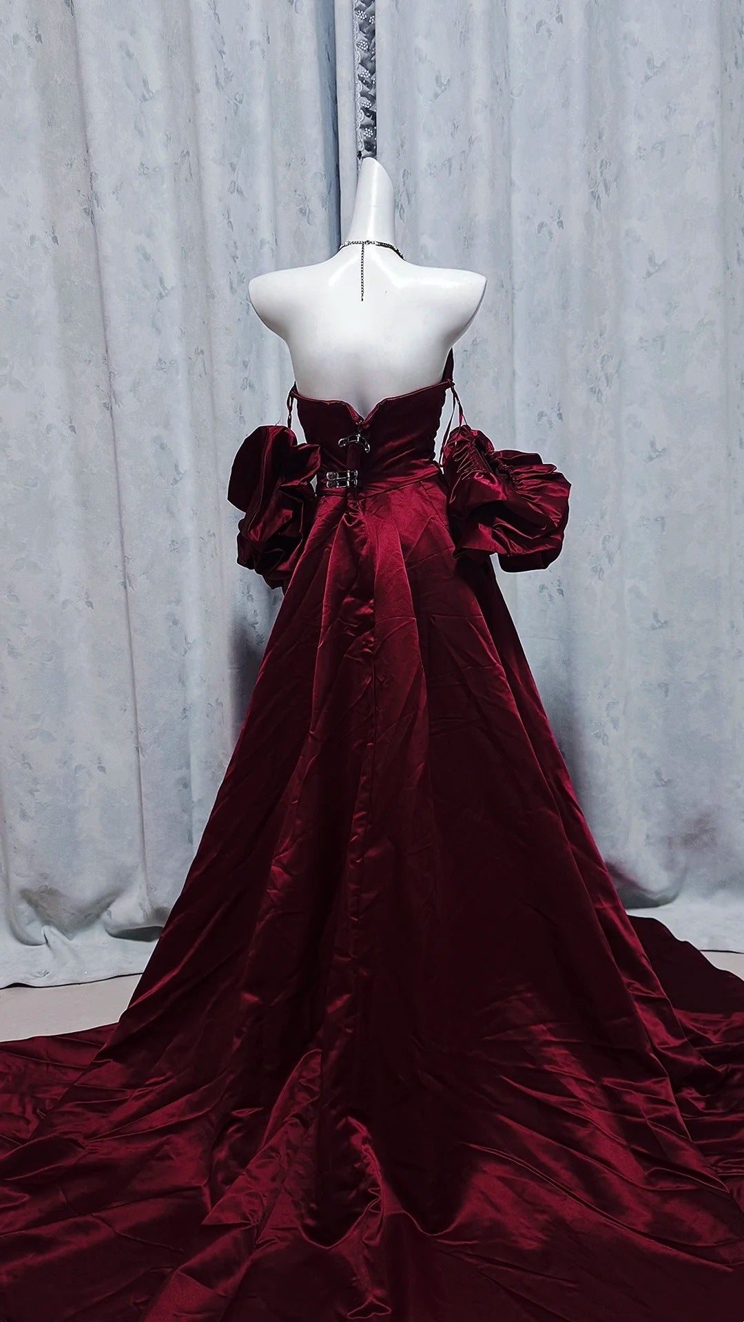 Strapless Burgundy Satin Formal Prom Dress Birthday Dress J10191