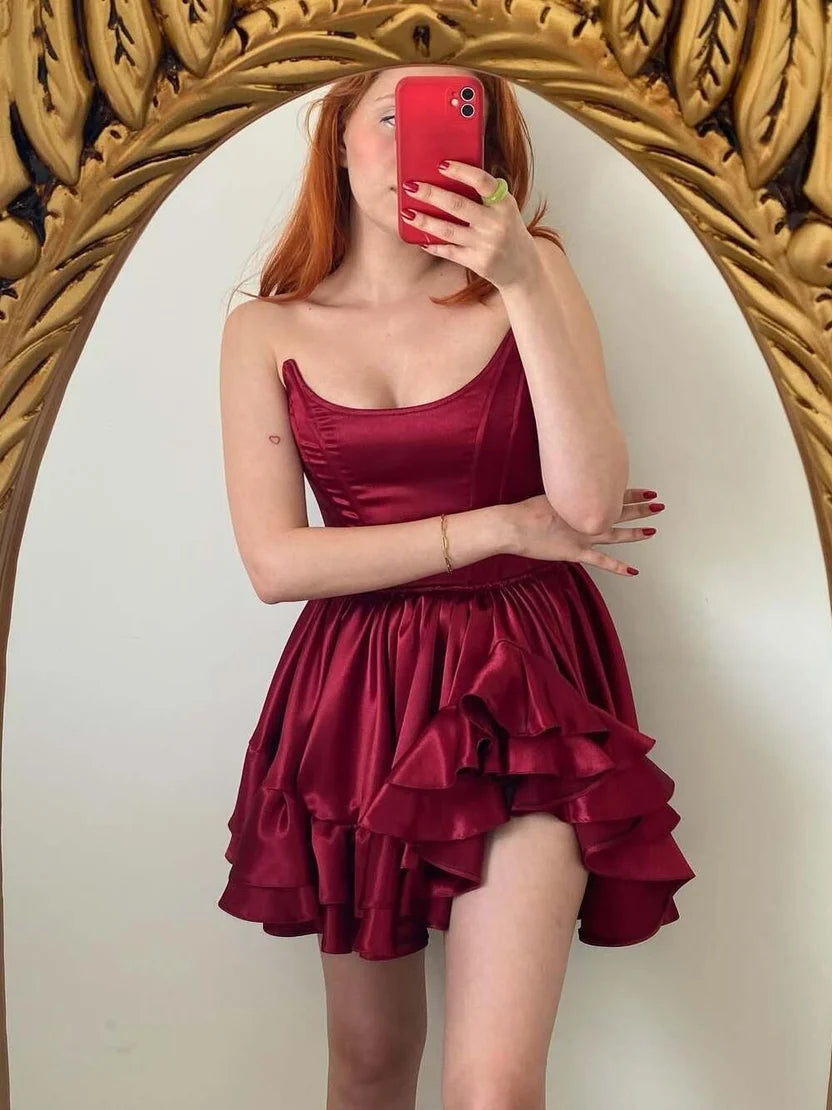 Robe de bal bustier violette en satin avec appliques, robe de soirée formelle J9413
