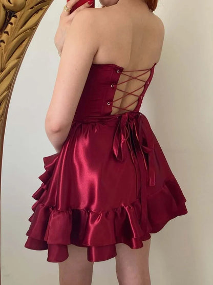 Robe de bal bustier violette en satin avec appliques, robe de soirée formelle J9413