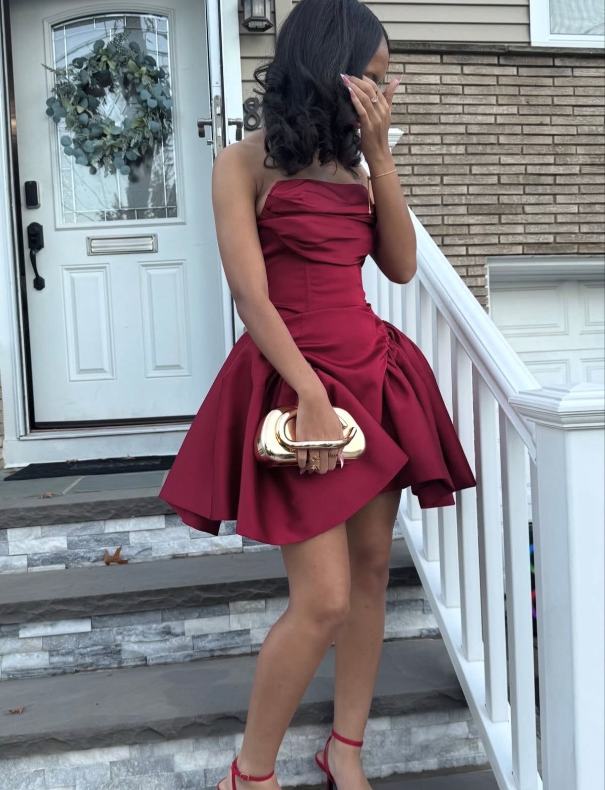 Robe de bal bustier violette en satin avec appliques, robe de soirée formelle J9413