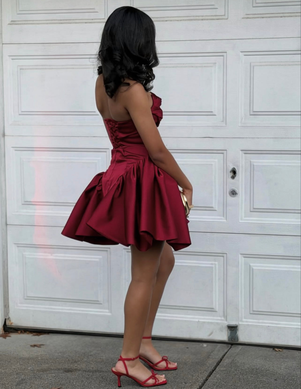 Robe de bal bustier violette en satin avec appliques, robe de soirée formelle J9413